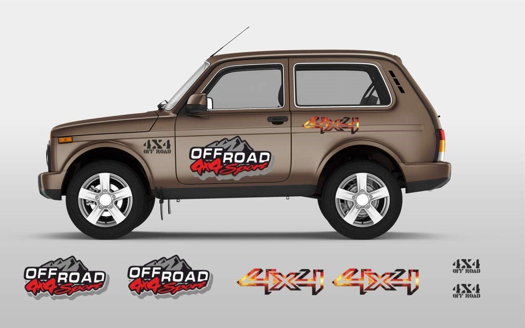 Sticker Master Lada Niva Set-4 Sticker Seti Motor, Kask, Laptop, Araba, Oto Araç İçin Dayanıklı Etiket Decal