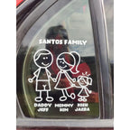 Sticker Master Family Aile Araba Sticker – 4 Kişilik Vinil Çıkartma (Baba, Anne, Çocuklar) - 15 Cm