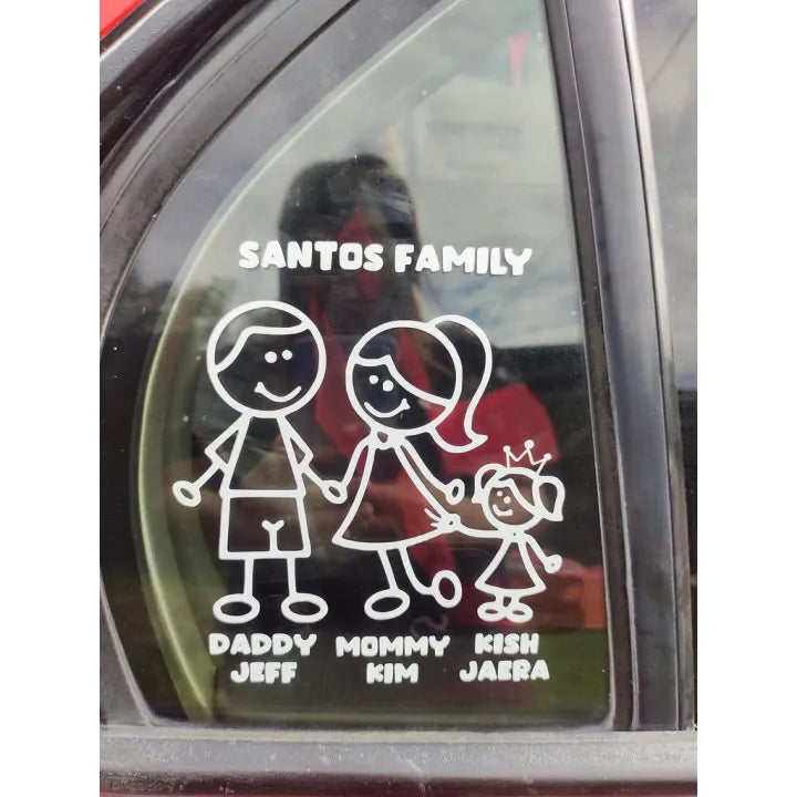 Sticker Master Family Aile Araba Sticker – 4 Kişilik Vinil Çıkartma (Baba, Anne, Çocuklar) - 15 Cm