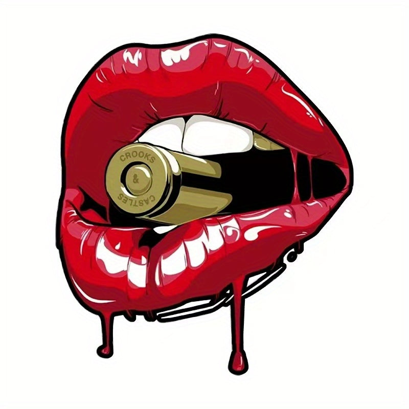 Kanlı Dudak Mermi Sticker Araba Çıkartması - Sticker Master