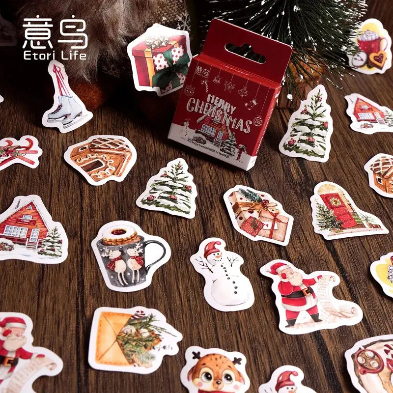 46 Parça Yılbaşı Sticker Seti | Merry Christmas Temalı Kendin Yap (DIY) Etiketleri Sticker Master