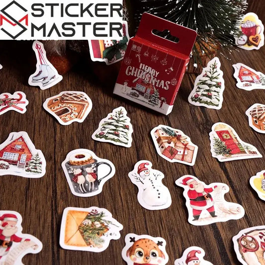 46 Parça Yılbaşı Sticker Seti | Merry Christmas Temalı Kendin Yap (DIY) Etiketleri Sticker Master