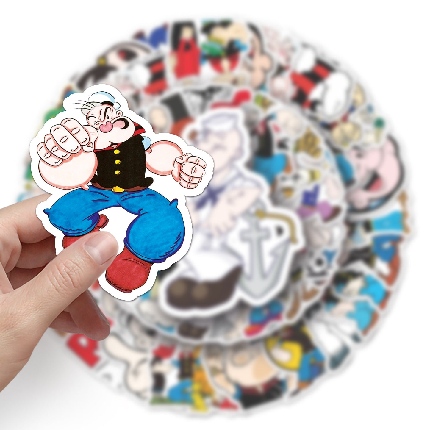 Sticker Master Temel Reis (Popeye) Nostaljik Sticker Seti (50 Adet) | Su Geçirmez Çizgi Film Çıkartmaları