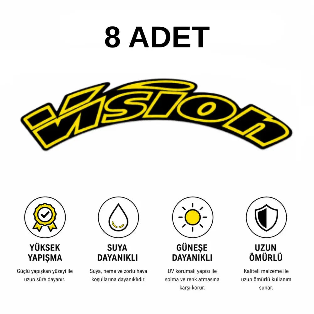 Vision Uyumlu Bisiklet Jant Sticker Seti | Premium Çıkartma