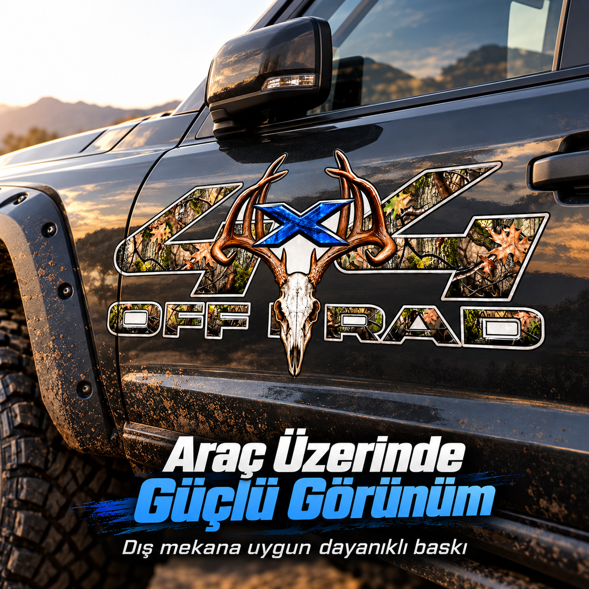 4x4 Off-Road Sticker araç üzerinde güçlü görünüm