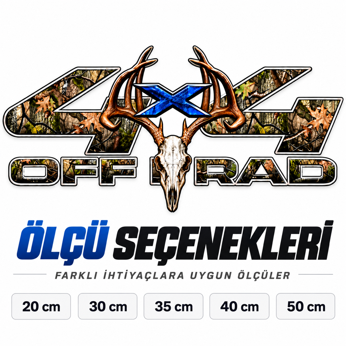 4x4 Off-Road Sticker ölçü seçenekleri 20 30 35 40 50 cm
