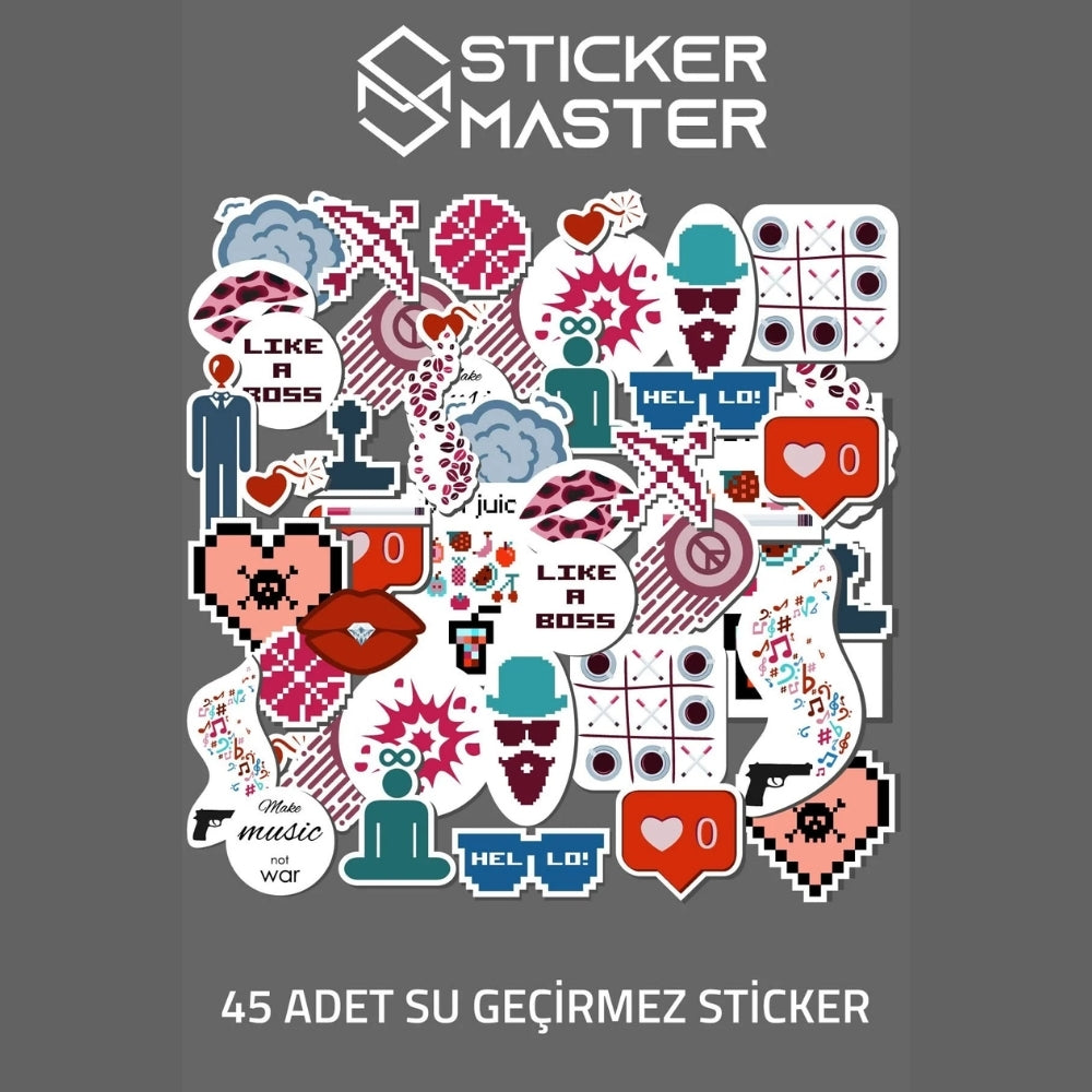 Sticker Master 45 Adet Karışık Özgürlük Graffiti JDM Araba Stickers Motor Bisiklet Laptop Sticker Etiket Çıkartma