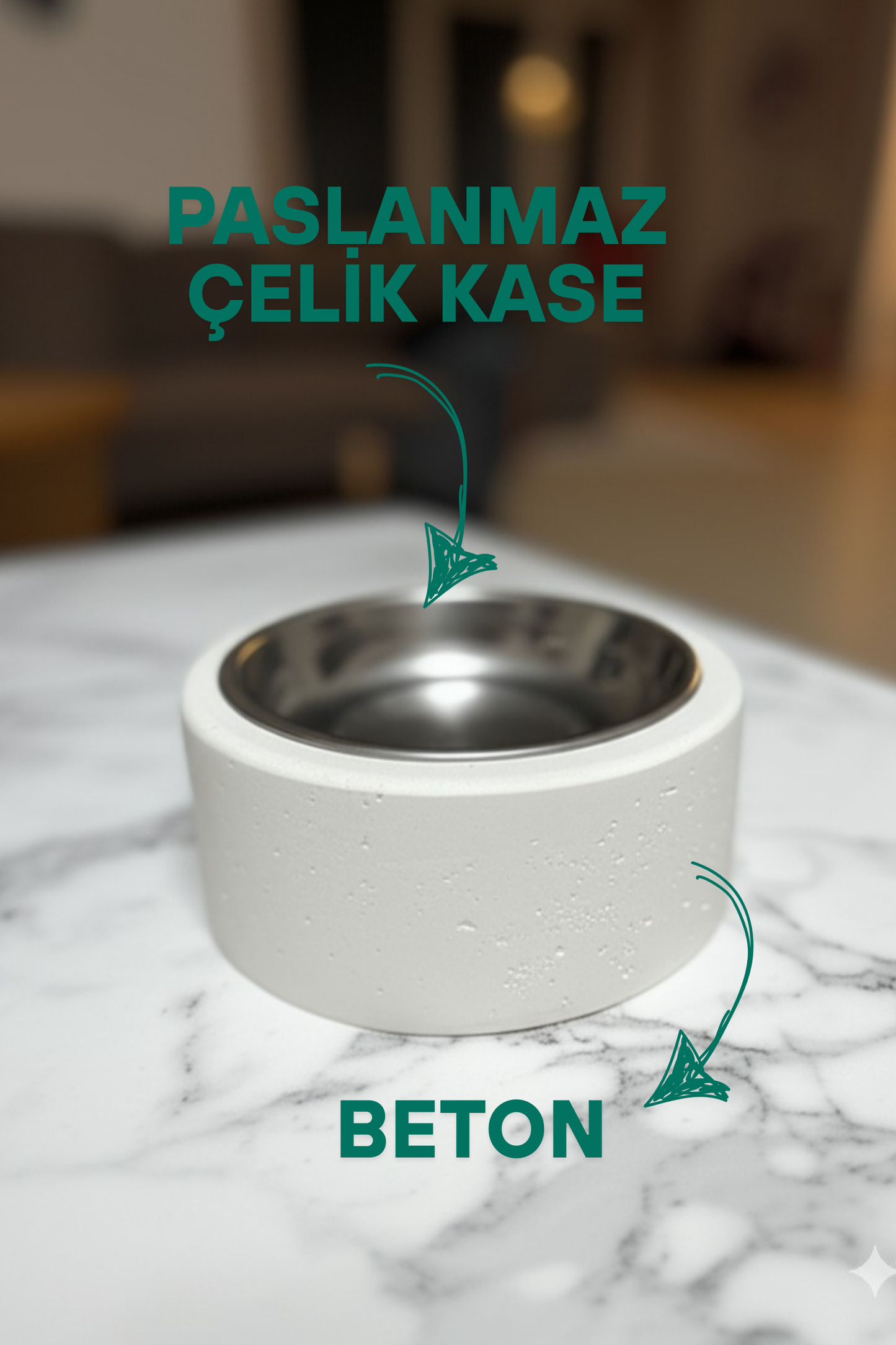 Sticker Master Beton Kedi ve Köpek Mama Kabı – Şık ve Dayanıklı Tasarım