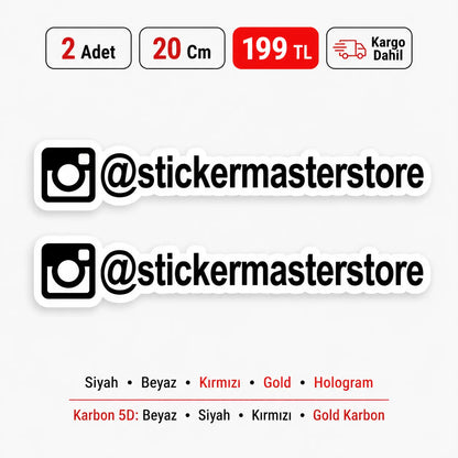 Kişiye Özel Instagram Sticker | Sosyal Medya Araç Çıkartması (2 Adet) | Sticker Master