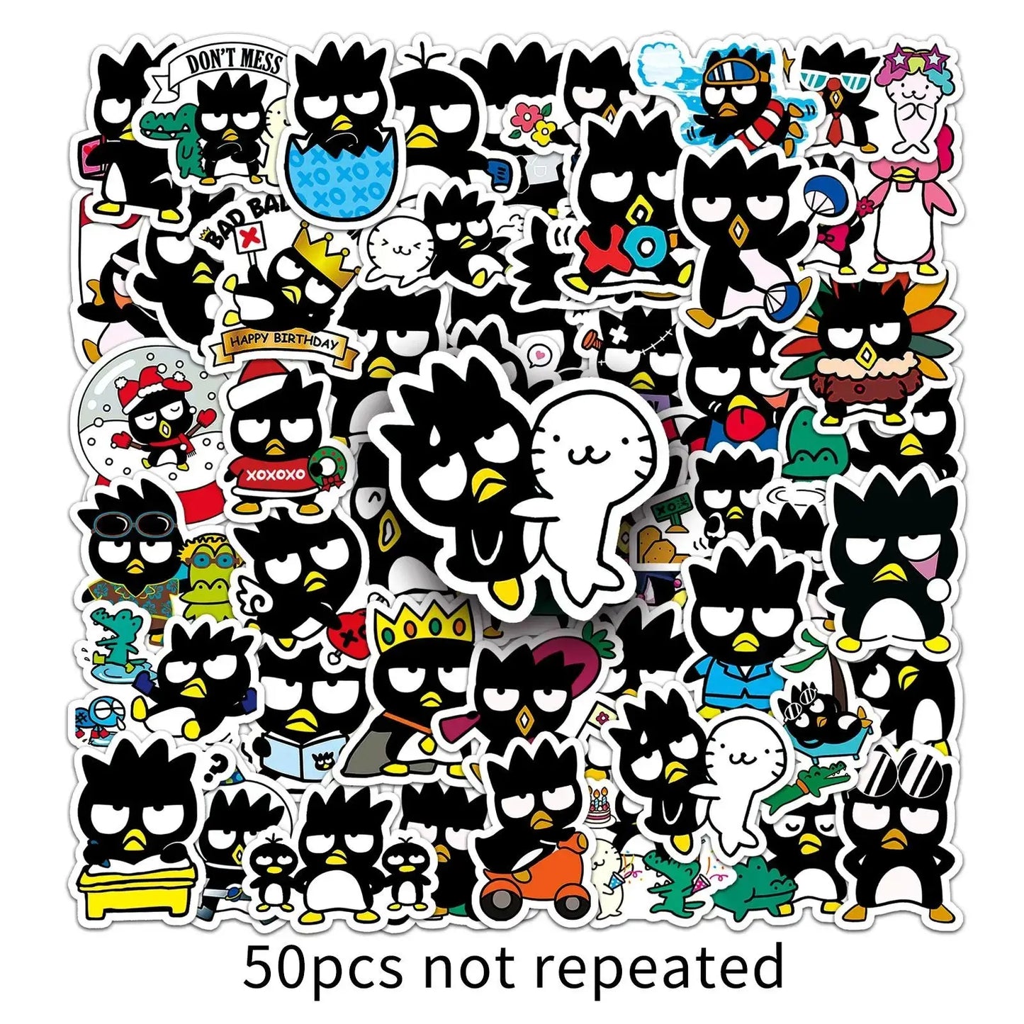 50 Adet Badtz-Maru Sticker Seti | Sanrio Temalı Suya Dayanıklı Etiket Paketi Sticker Master