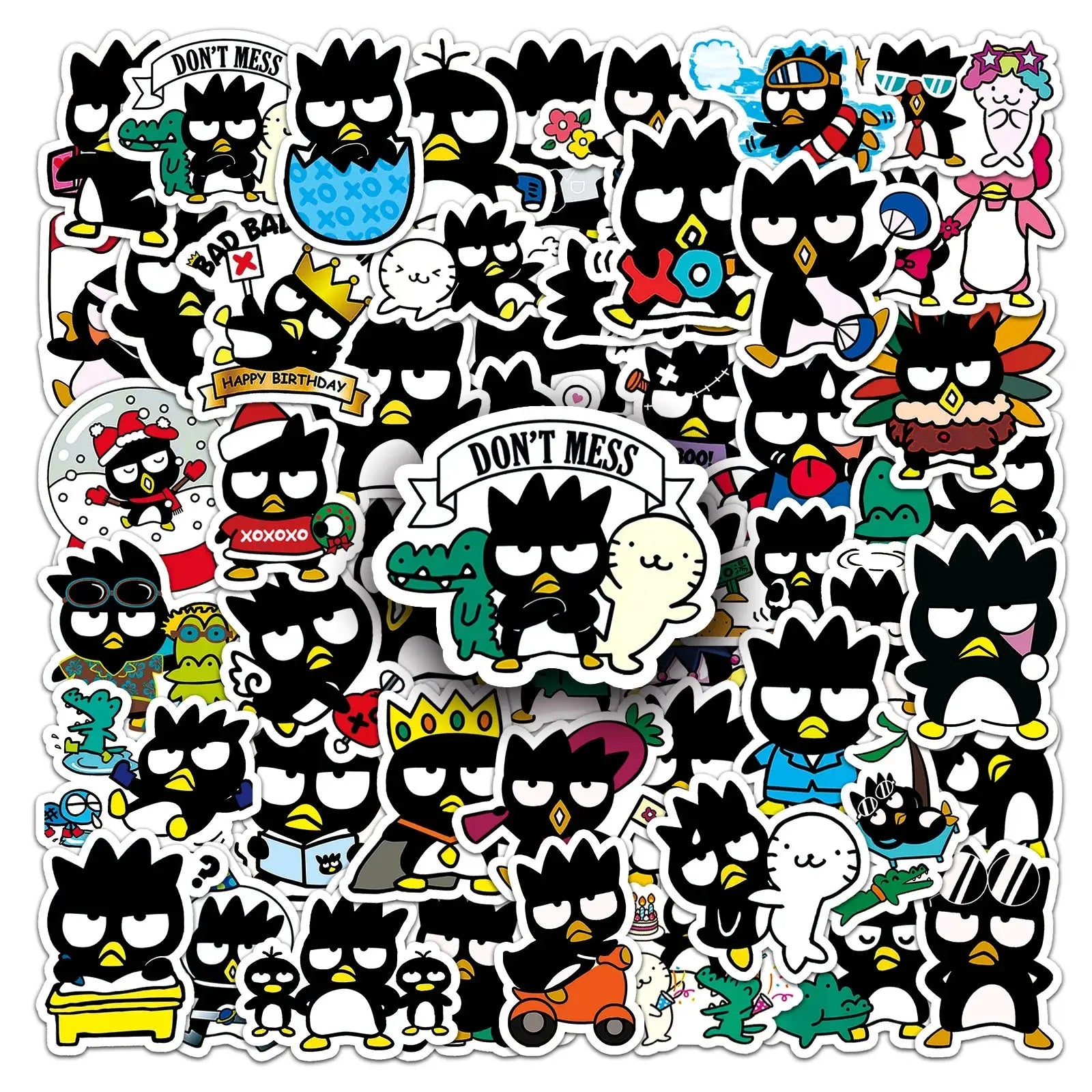 50 Adet Badtz-Maru Sticker Seti | Sanrio Temalı Suya Dayanıklı Etiket Paketi Sticker Master