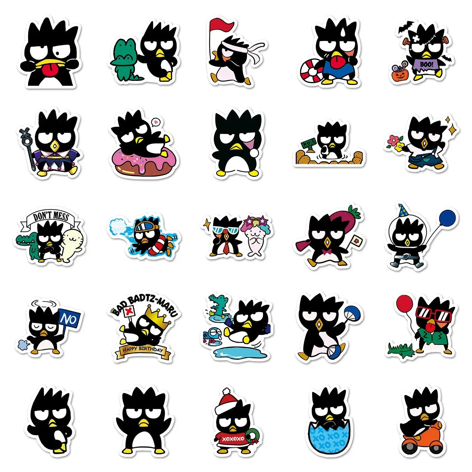 50 Adet Badtz-Maru Sticker Seti | Sanrio Temalı Suya Dayanıklı Etiket Paketi Sticker Master