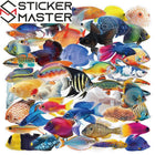 50 Adet Balık Sticker Seti | Suya Dayanıklı Tropikal Okyanus Çıkartmaları