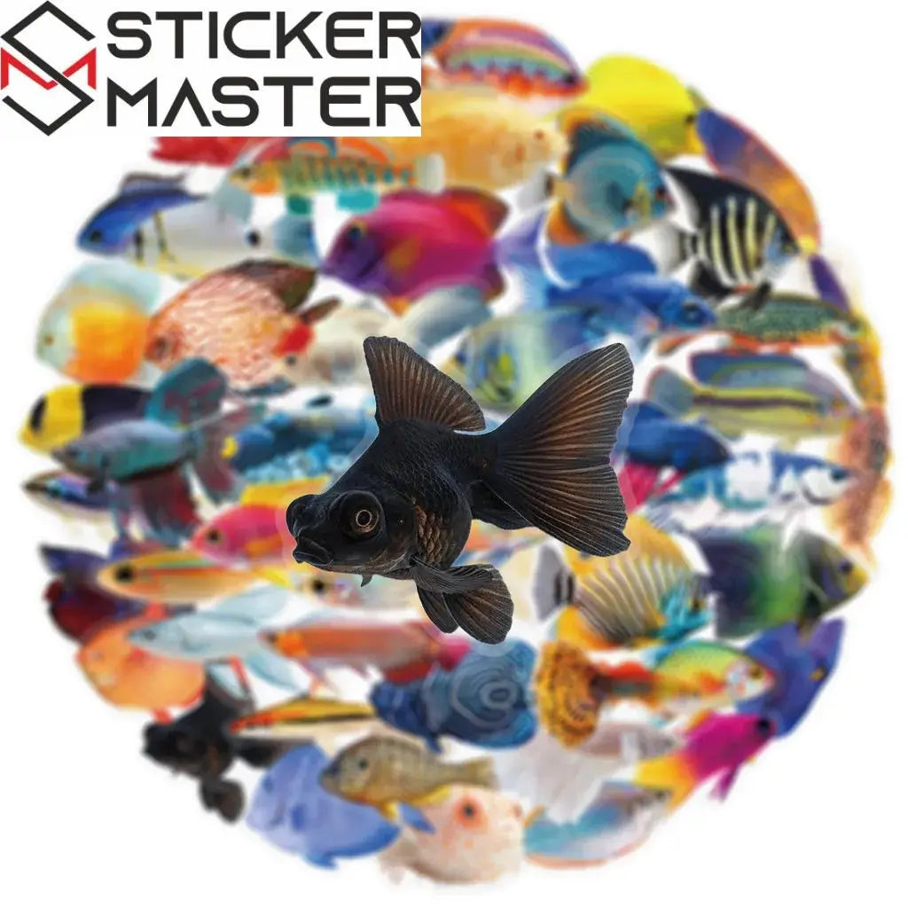 50 Adet Balık Sticker Seti | Suya Dayanıklı Tropikal Okyanus Çıkartmaları - Sticker Master