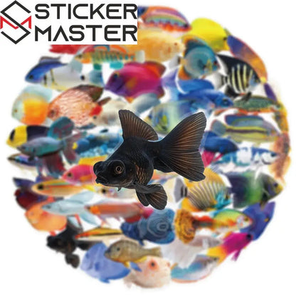 50 Adet Balık Sticker Seti | Suya Dayanıklı Tropikal Okyanus Çıkartmaları - Sticker Master