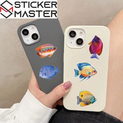 50 Adet Balık Sticker Seti | Suya Dayanıklı Tropikal Okyanus Çıkartmaları - Sticker Master