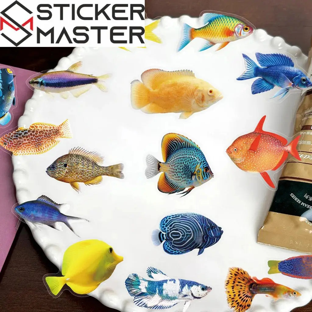 50 Adet Balık Sticker Seti | Suya Dayanıklı Tropikal Okyanus Çıkartmaları - Sticker Master