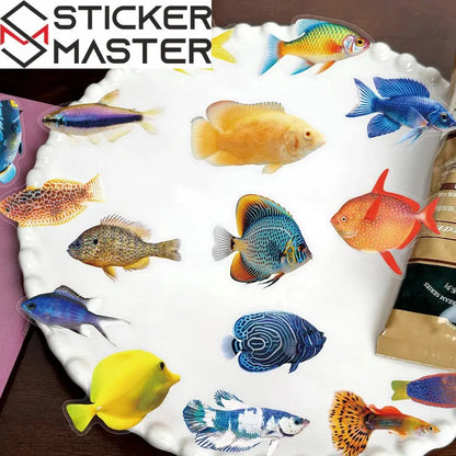 50 Adet Balık Sticker Seti | Suya Dayanıklı Tropikal Okyanus Çıkartmaları - Sticker Master