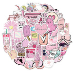 50 Adet Pembe Estetik Sticker Seti Su Geçirmez - Sticker Master - Sticker Master