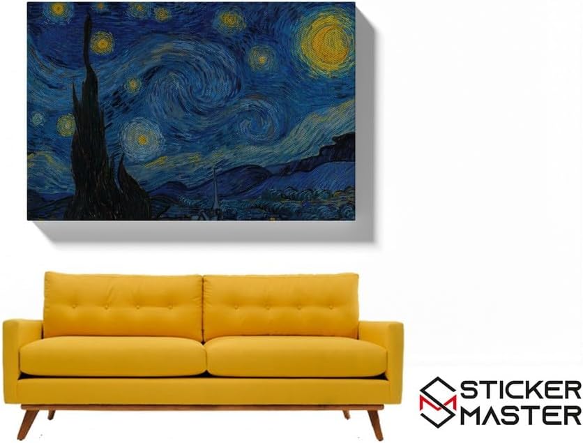 Sticker Master Yıldızlı Gece - Starry Night Kanvas Tablo | 40x60 Cm,50x70 Cm,100x70 Cm | Sanatın Büyüsünü Mekânınıza Taşıyın