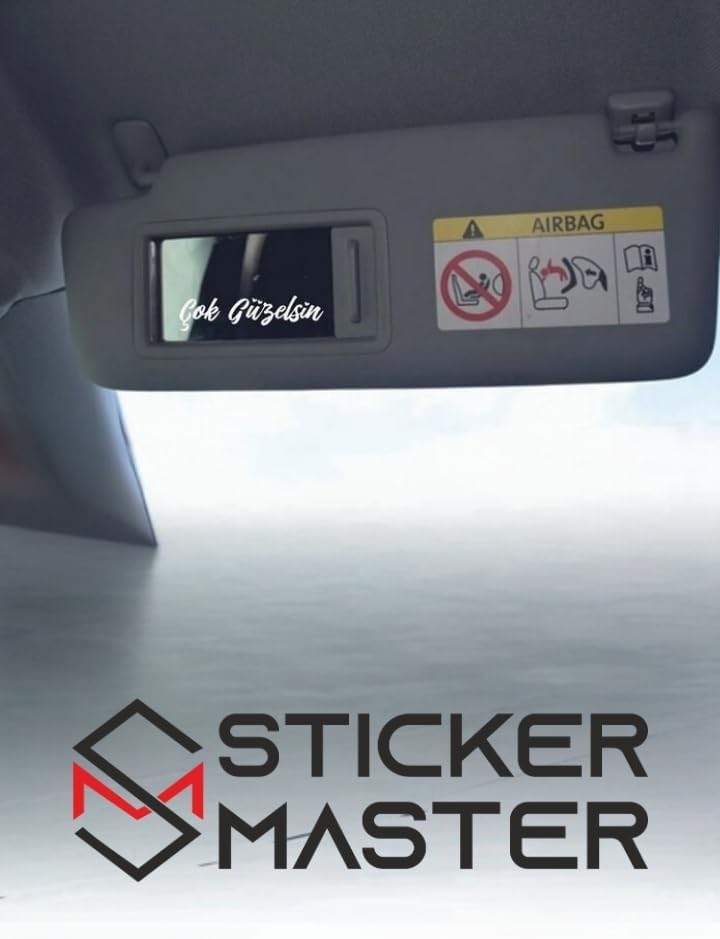Sticker Master Çok Güzelsin Oto Sticker Güneşlik Ayna Yazısı Araba Cam Motosiklet Sticker 7,2 X 1,2 Cm