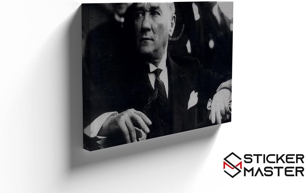 Sticker Master Atatürk Siyah Beyaz Portre Kanvas Tablo | 40x60 Cm,50x70 Cm,100x70 Cm | Sanatın Büyüsünü Mekânınıza Taşıyın