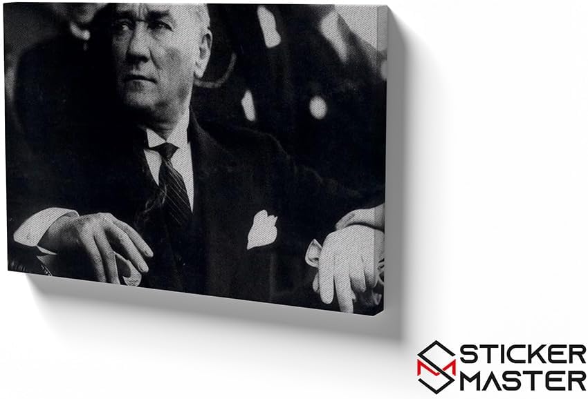 Sticker Master Atatürk Siyah Beyaz Portre Kanvas Tablo | 40x60 Cm,50x70 Cm,100x70 Cm | Sanatın Büyüsünü Mekânınıza Taşıyın