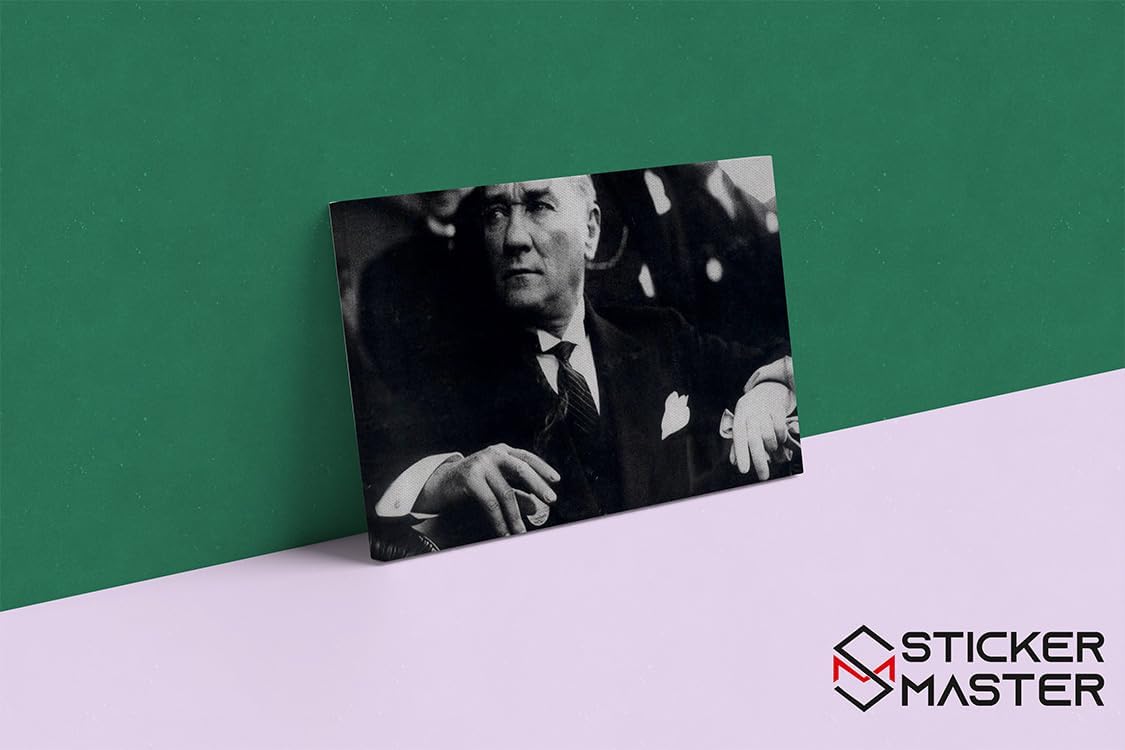 Sticker Master Atatürk Siyah Beyaz Portre Kanvas Tablo | 40x60 Cm,50x70 Cm,100x70 Cm | Sanatın Büyüsünü Mekânınıza Taşıyın