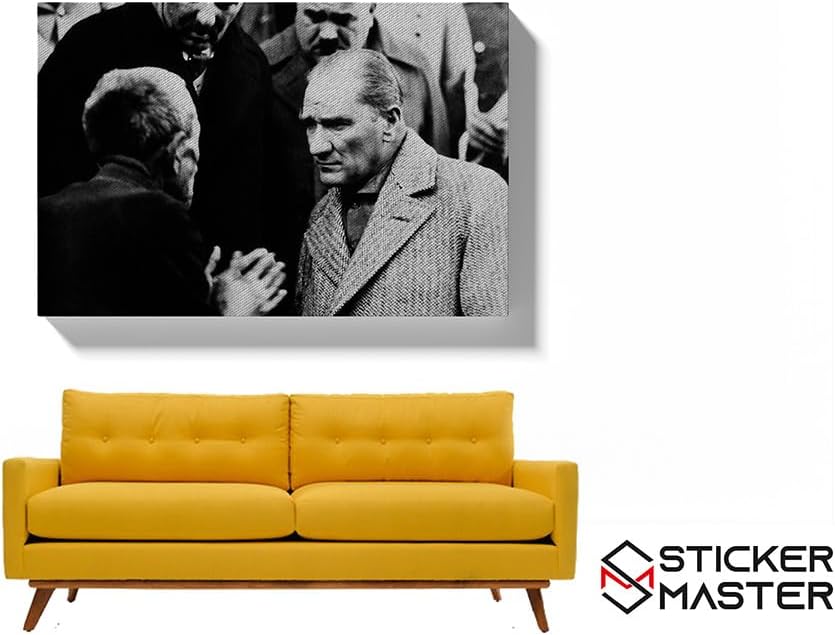Sticker Master Atatürk Temalı Siyah Beyaz Portre Kanvas Tablo | 40x60 Cm,50x70 Cm,100x70 Cm | Sanatın Büyüsünü Mekânınıza Taşıyın