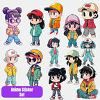 Sticker Master Anime Sticker Seti – El Yapımı Çizgi Karakter Etiketleri, Kawaii Çocuk Çıkartmaları, Defter, Laptop, Matara için Vinil Sticker Seti 12 Adet 7 Cm