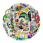 Sticker Master Rick and Morty Boyutlararası Sticker Seti (50 Adet) | Su Geçirmez Çizgi Dizi Çıkartmaları
