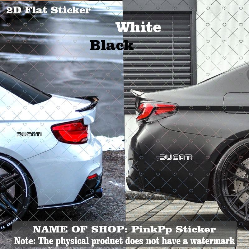 Ducati Şeffaf Siyah Beyaz Logo Sticker 2’li Set Vinil | Sticker Master