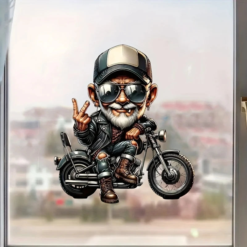 Sticker Master Vinyl Motosiklet Sürücüsü Decal - Motosiklet Stickeri için Şık Karikatür Yaşlı Adam, Parlak Bitiş, Kendinden Yapışkanlı Arabalar, Dizüstü Bilgisayarlar, Duvarlar, Pencereler ve Daha Fazlası İçin, Motosiklet Aksesuarları