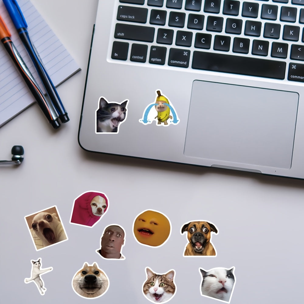 Sticker Master 50'li Komik Meme Sticker Seti – Karikatür Köpek, Kedi, Üzgün Hamster Çıkartmaları | Laptop, Defter, Su Şişesi | Yaratıcı DIY PVC Sticker Koleksiyonu, Mat Kaplama, Hediye