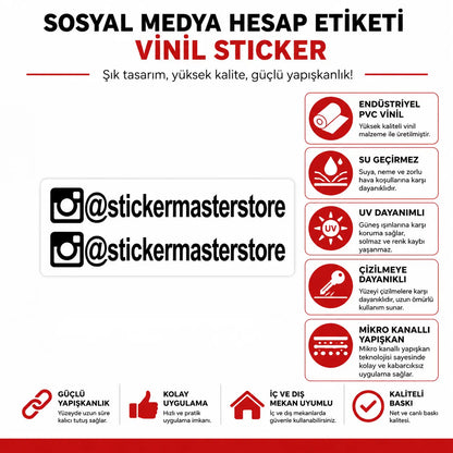 Kişiye Özel Instagram Sticker | Sosyal Medya Araç Çıkartması (2 Adet) | Sticker Master