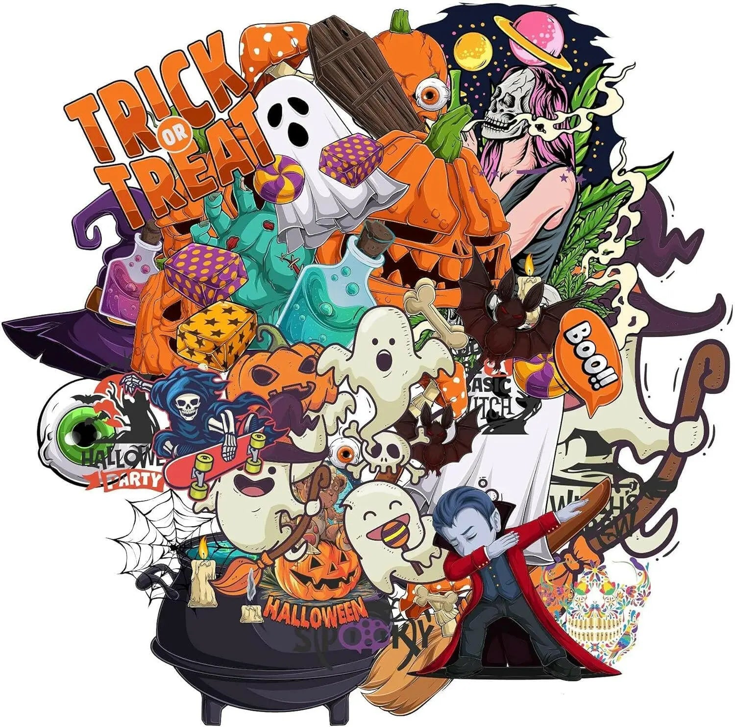 60 Adet Halloween Sticker Seti - Su Geçirmez & Dayanıklı | Sticker Master