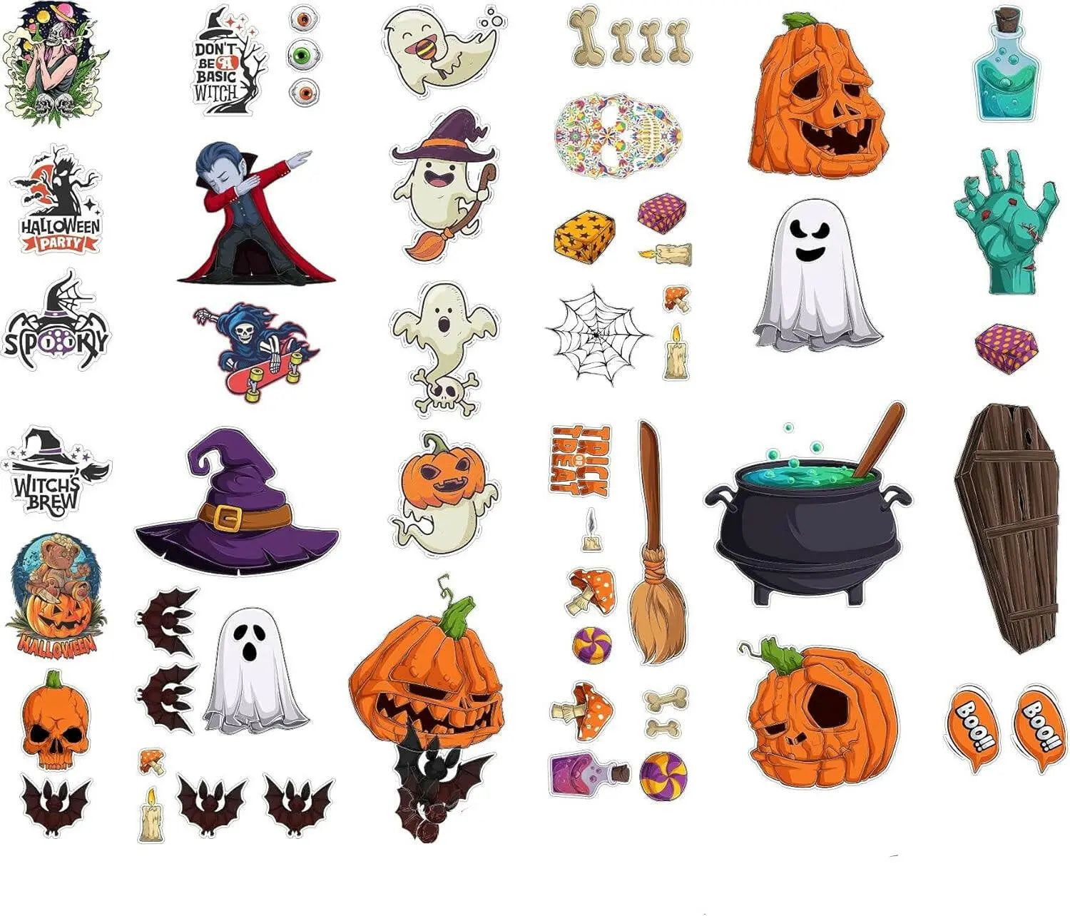 Sticker Master 60 Adet Halloween Sticker Seti - Su Geçirmez & Dayanıklı Vinil Decal Etiket - Laptop, Motor, Oto, Araba, Kask İçin Eğlenceli Çıkartmalar (Ortalama 8-10 Cm) - Sticker Master