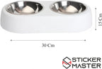Sticker Master Beton Çift Hazneli Paslanmaz Çelik Kedi ve Köpek Mama Kabı-Şık ve Dayanıklı Tasarım - Sticker Master