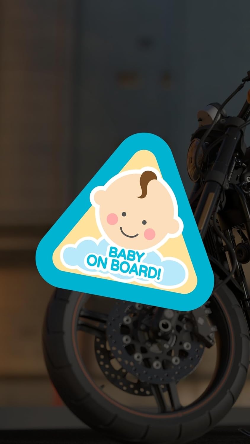 Sticker Master Baby On Board Boy Arabada Bebek Var Erkek Mavi Motorsiklet,Kask,Laptop,Motor Ve Oto Araç Sticker 12 Cm