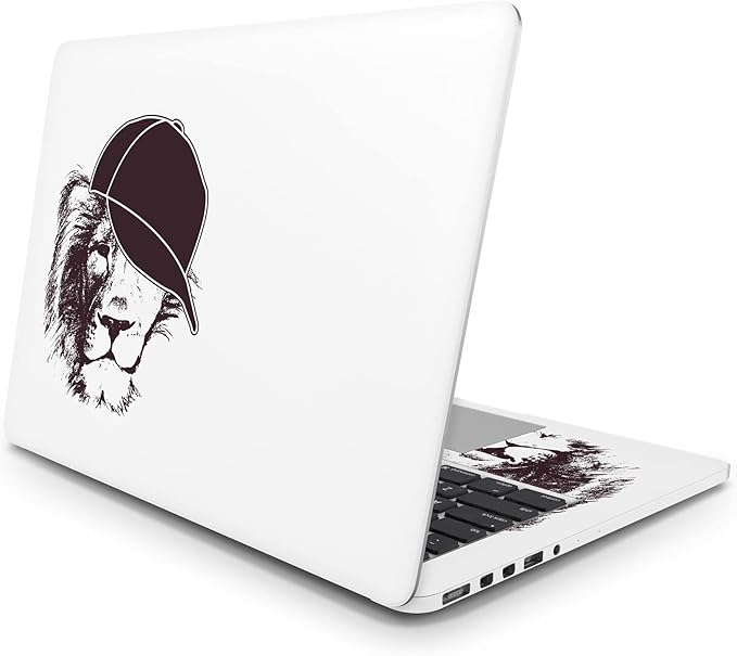 Sticker Master Black Lion With Hat Evrensel Sticker Dizüstü Bilgisayar Vinil Sticker Decal 12" 13" 13.3" 14" 15" 15.4" 15.6 inç Dizüstü Bilgisayar Çıkartma Koruyucu Macbook Asus Acer Hp Lenovo Huawei Dell İçin