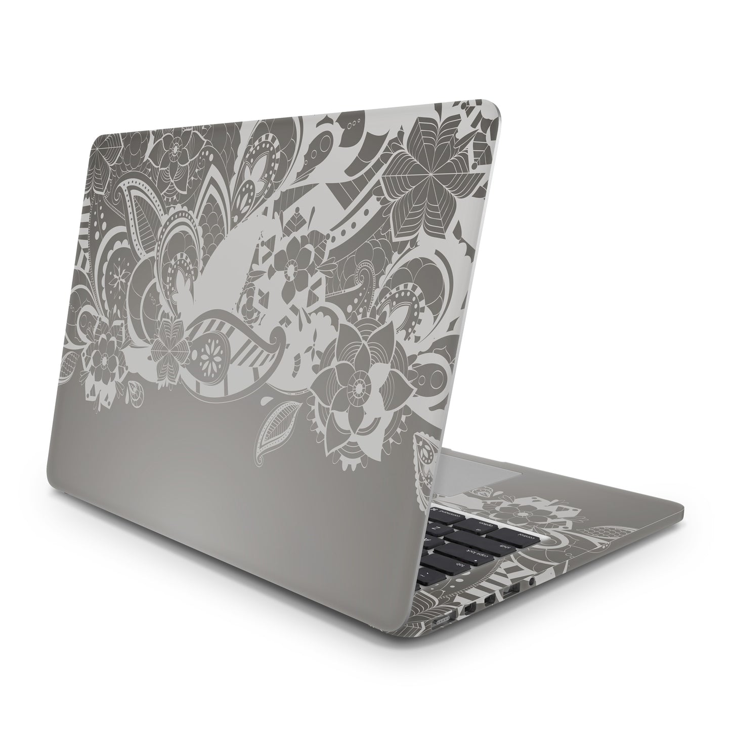 Sticker Master Gray Floral Evrensel Sticker Dizüstü Bilgisayar Vinil Sticker Decal 12" 13" 13.3" 14" 15" 15.4" 15.6 inç Dizüstü Bilgisayar Çıkartma Koruyucu Macbook Asus Acer Hp Lenovo Huawei Dell İçin