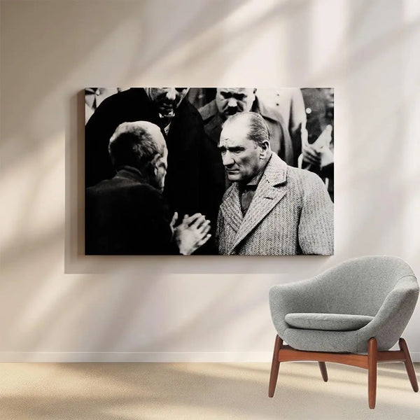 Sticker Master Atatürk Temalı Siyah Beyaz Portre Kanvas Tablo | 40x60 Cm,50x70 Cm,100x70 Cm | Sanatın Büyüsünü Mekânınıza Taşıyın Sticker Master