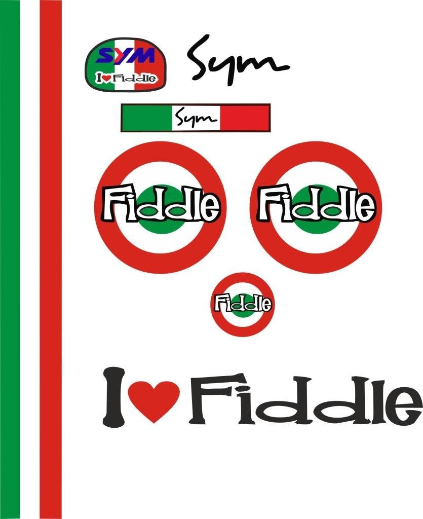 Sticker Master Sym Fiddle Set-2 Sticker Seti Motor, Kask, Laptop, Araba, Oto Araç İçin Dayanıklı Etiket Decal