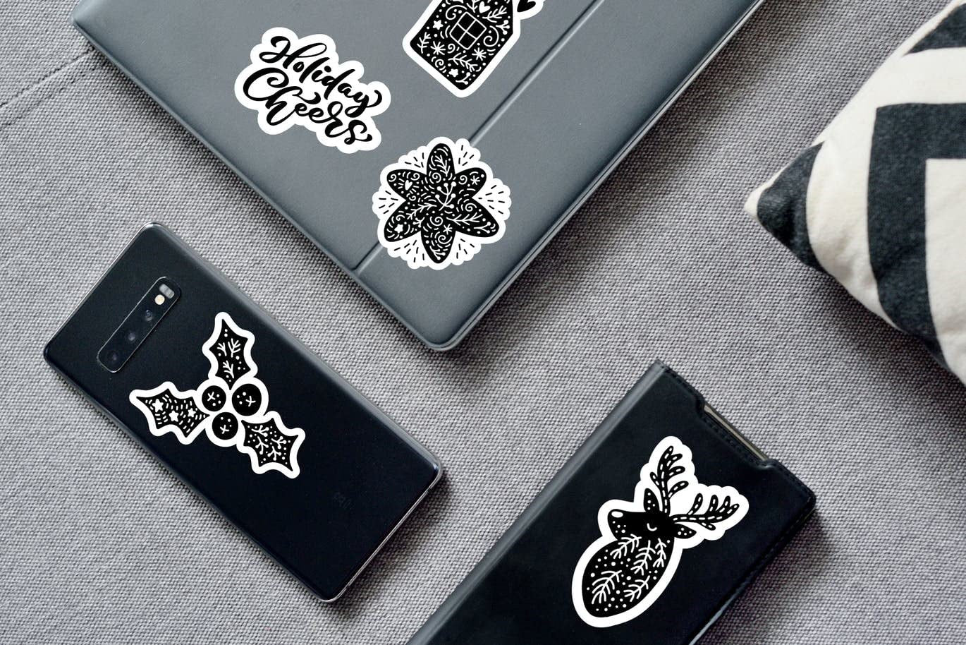 Sticker Master 30 Adet Yılbaşı Christmas JDM Araba Stickers Motor Bisiklet Laptop Sticker Etiket Çıkartma Siyah