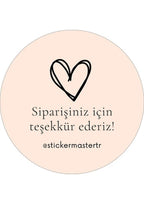 Sticker Master Şirketler Için Teşekkür Ederiz Kalp Sticker Etiket Paketleme Kutu Zarf 4 X 4 Cm 50Lı