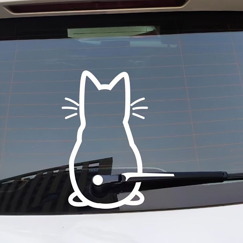 Komik Kedi Arka Cam Stickerı 19x29,5 | Sticker Master