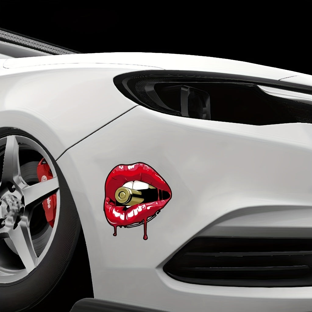 Kanlı Dudak Mermi Sticker Araba Çıkartması - Sticker Master