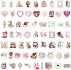 Sticker Master Vintage Pembe Estetik Kolaj Çıkartma Seti - 60 Parça, Su Geçirmez | Sevgililer Günü Temalı - Sticker Master