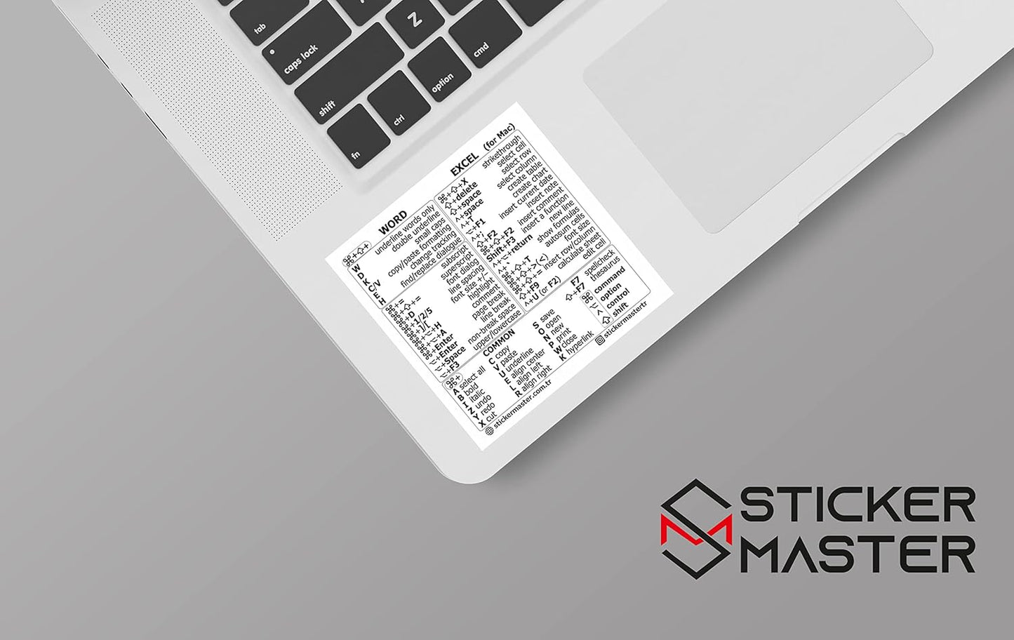Sticker Master Word & Excel Kısayol Klavye Çıkartması – Şeffaf Vinil, Kalıntı Bırakmaz, Suya Dayanıklı, PC ve MacBook Uyumlu