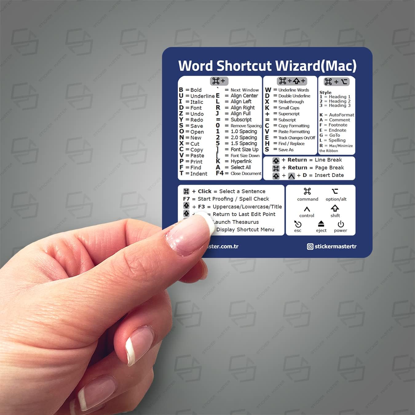 Sticker Master Microsoft Word İçin Referans Klavye Kısayolları Sticker - Macbook Klavye Kısayol Sticker